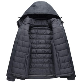 CREATMO US Women's 3 In 1 Mountain Waterproof Windproof Ski Jacket Winter Water Repellent Sportswear Thrills Raincoats Snow Parka Outerwear Grey L