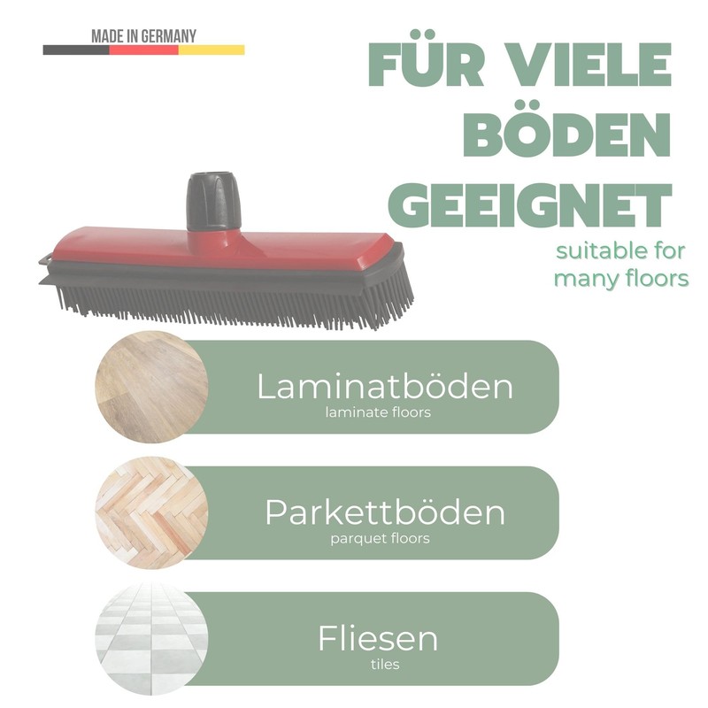 Novaliv Rubber Broom with Handle I Red I Broom Head