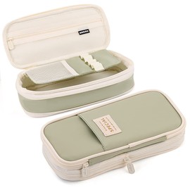 MAMUNU Large Pencil Case Cute Pencil Case with Compartments Double Zipper Aesthetic Expandable Pencil Case Pouch Bag Stationery Organizer for Girls Boys School Office Kids Students Adult