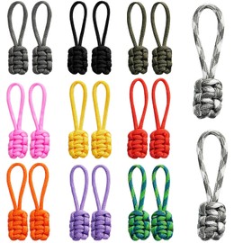 20 Pieces Replacement Zipper Pulls Tab Universal Nylon Zipper Fixer Colorful Zipper Repair Kit Hand Woven Pull Rope Zipper Handle Cord Pull Tab (Multicolor)