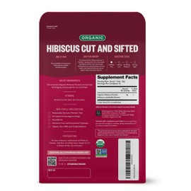 FGO Organic Hibiscus Flowers, Cut and Sifted, Loose Tea, 8oz Resealable Bag, Packaging May Vary (Pack of 1)