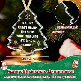 Sensi Blue Glass Christmas Tree Ornament 2026, It's Not What's Under The Tree Quote, Family Sentimental Keepsake, Gifts for Mom Dad Parents Friend Hostess, Clear Holiday Stocking Stuffer Decoration