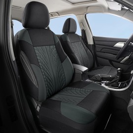 HChengkikz Emboss Seat Covers, Premium Cloth Car Seat Cover Full Sets, Washable Car Seat Covers,Breathable, Airbag Compatible Universal Fit for Cars,Sedan,Truck,SUV(Full Set,Black Darkgray 815)