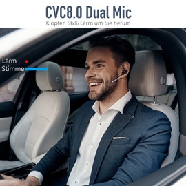 Conambo K18 Headset Bluetooth V5.1, CVC8.0 Geräuschunterdrückung mit Zwei , 16-Stunden Gesprächszeit, Headset mit Mikrofon für Handy Trucker Fahrer Büro