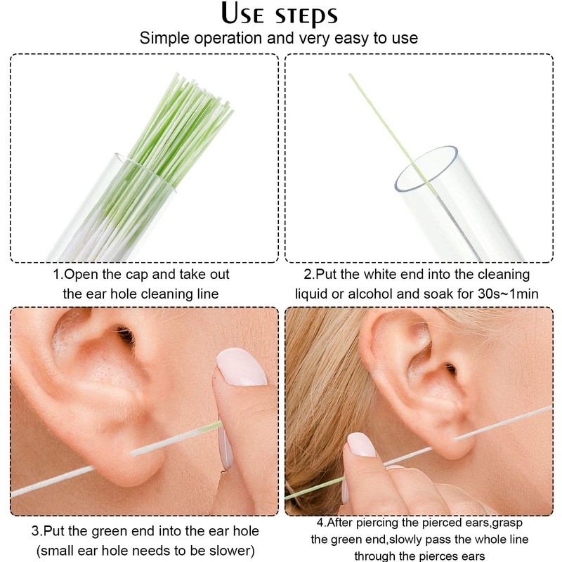 Maitys 360 Pieces Ear Hole Floss Piercing Cleaner Floss Disposable