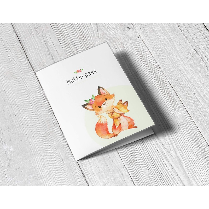 OLGS Maternity Log Cover "Hab dich lieb" Fox Plastic Protective