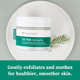 Nightingale Teatree Calming Pads, Facial Toner Pads with Tea Tree & PHA, Low pH Daily Toner Pads, Soothing for Sensitive & Irritated Skin, Hypoallergenic, Vegan Pads, korean skin care