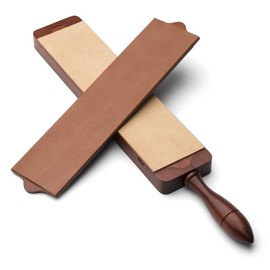 Kings County Tools Stropping Kit for Knives and Blades | Removes the Micro-Burrs from Cutting Edges | Two 3" x 12" Leather Surfaces on Wooden Paddles