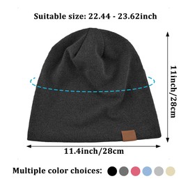 LWAQWHU Slouch Beanie Hat for Men Women Warm Knitted Beanie Skull Cap Classic Baggy Hat Soft Lightweight Headwear Unisex Windproof Beanies Cap - Black
