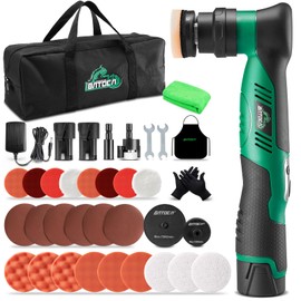 BATOCA S5 Cordless Car Buffer Polisher Kit 1 Inch 3 Inch Dual Action & Rotary Polishing Machine for Car Detailing,2x 2.0Ah Batteries,6 Variable Speeds 2000-5500RPM,Orbital Polisher for Car Boat Polish
