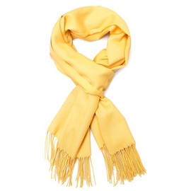 AMERICHAMP Super Soft Elegant Scarf for Women Men Cashmere Feel Winter Fall Fashion fringe Gift Lightweight solid cozy (Yellow)