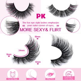 JIMIRE False Eyelashes Fluffy Cat Eye Natural Faux Mink Lashes Dramatic Wispy Fox Eye 17MM Strip Fake Lashes Look Like Eyelash Extensions Pestañas 7 Pairs Pack