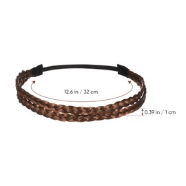 Lurrose 12 pcs Elastic Braided Headbands Boho Hair Bands Hippie Headbands Leather Stretchy Headbands Double Non Slip Braided Hair Headbands for Women