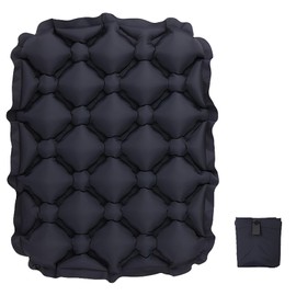 Guegine Inflatable Cushion Portable Lightweight Travel Air Sitting Pad Foldable Comfortable and Stress-Relieving Suitable for Outdoor Offices Stadium Stands Airplanes Cars Etc (Black)