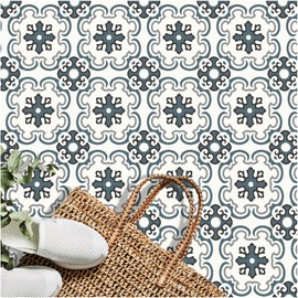 MORCART Peel and Stick Floor Tile - 20 PCS, 7.87" x 7.87" Vinyl Flooring - Waterproof Self-Adhesive Tile Sticker for Wall Backsplashes, Bathroom, Kitchen - Green & Grey Look