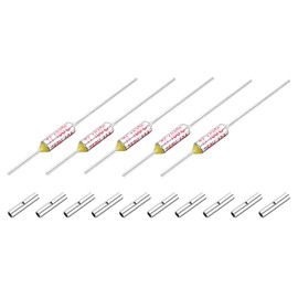 sourcing map 5 Pcs Metal Temperature Thermal Fuse SF100 100C 212F 10A 250V Cutoff Thermal Fuse with 10 Pcs BN1.25 Bare Terminal Butt Connector