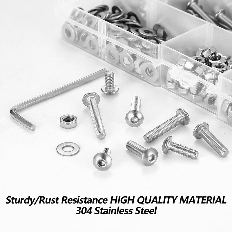 M4 Screws Set, 495 Pcs Nuts and Bolts Set, Hex