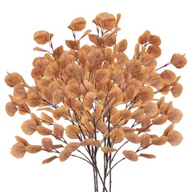 8 Pcs Fall Eucalyptus Leaves Artificial Fall Leaves, Autumn Leaf Fake Fall Flowers Floral Arrangements, Faux Floral Picks Fall Stems for Thanksgiving Table Centerpieces Decor