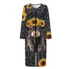ZIATUBLES Sunflower Leopard Highland Cow Print Zipper Front Robes Women