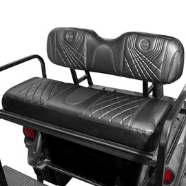NOKINS Golf Cart Seat Covers, Rear Vinyl Seat Covers Fits YAMAHA/G29/Drive2 EZGO TXT/EZGO RXV/Club Car DS/Club Car Precedent Aftermarket Standard Seat Cushion (Gradient Diamond Black&Black)
