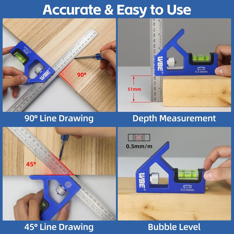 7inch Rafter Square and 12inch Combination Square Set -CNC-Machined Aluminum