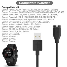 Emilydeals Charger for Garmin Forerunner 45 55 245 255 265 745 945 955 965, Approach S10 S12 S40 S42 S60 S70, Vivoactive 3 4 4S, Instinct, Venu 2 2S Plus, Fenix 7 7S 7X 6 5 Charging Cable