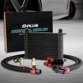 G-PLUS 15 Row 10AN Universal Aluminum Engine Transmition Oil Cooler Kit + Oil Filter Relocation Kit
