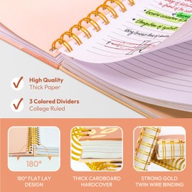 Only Zest Hardcover Spiral Journal, 10.25" x 7.25", 300 Pages Large College Ruled Notebook for Women, Ideal for Writing, Journaling, Note-Taking, Work, School