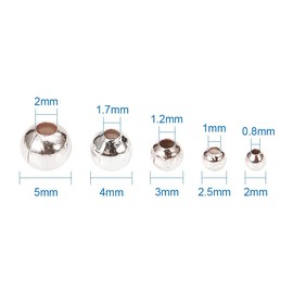 PandaHall 5 Box Round Spacer Beads Metal Beads Spacer Beads