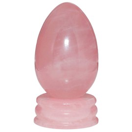 Nupuyai Rose Quartz Crystal Egg Gemstone with Stand, Healing Stone Eggs for Reiki Chakra Meditation and Home Decoration
