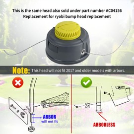 311759014 311759013 Reel Easy Bump Head for Ryobi RY4CSS RY253SS RY251PH Straight Shaft String Trimmers (AC04156),for Ryobi RY4CCS Curved Shaft Arborless