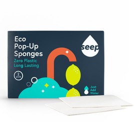 Pop-up Eco Cleaning Sponges - For Kitchen Bathroom Dishwashing Washing Up - Plastic Free - 100% Natural Cellulose - Compostable - 2 Pack (1 Pack - 2 Sponges)