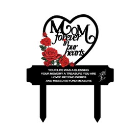 Memorial Stakes Cemetery Decorations for Mom Grave Decorations for Cemetery Waterproof Metal Black Grave Stake Plaques Memorial Gifts for Outdoor Yard Birthday Grave Decorations，9.8 x 12.2inch
