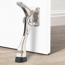 Tope de puerta para parte inferior de la puerta, níquel satinado, paquete de 2 | Aluminum Alloy, Anti-Slip Rubber Tip, For Bedroom, Office, Kitchen Do