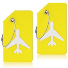 Flintronic Pack of 2 silica gel luggage tags, suitcase, luggage tag, ID label, tags with name tag, address label, suitcase tag, travel accessories