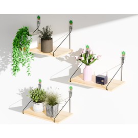 QsQueen Elevate Your Space with Rustic Wood Floating Shelves Set of 3- Perfect for Bedroom, Living Room, Bathroom, and Kitchen Decor - Easy Installation, No Drilling Needed!