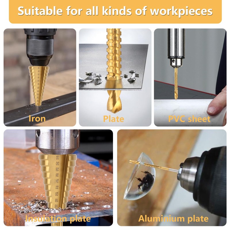 MXTIMWAN HSS 6-Piece Step Drill Set, Taper Drill Metal, Peeling