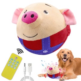 Active Moving Pet Plush Toy, Interactive Dog Toy Pet Bouncing Balls for Dogs, USB Rechargeable Interactive Washable Cartoon Pig Plush Sound Electronic Dog Toy, Small Plush Sound Toys for Dogs (Pig)