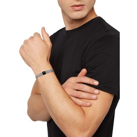 Breil Black Diamond TJ2955 Men's Stainless Steel Bracelet with Silver Diamond with Folding Clasp Length 22 cm, Stainless Steel, Diamond