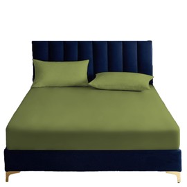 RUN HELIX 150x200 cm King Size Fitted Sheet - Deep Pocket 16 inch (40cm) Soft Microfibre Fabric Elasticated Sheet Anti-Fade and Anti-Shrinkage (Light Green)