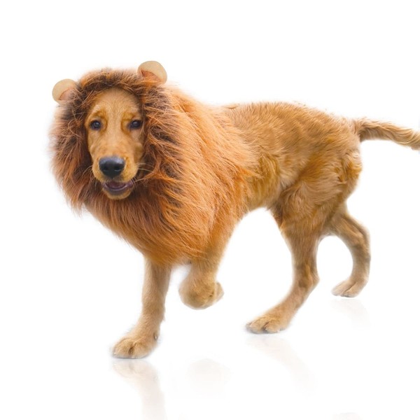 Lion Mane Wig for Dog Costume with Ears Pet Adjustable