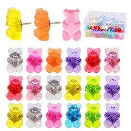 25pcs Colorful Translucent Gummy Bear Push Pins Cute Resin Bear Thumb Tack Decorative Pushpins with A Box for Home Office Bulletin Board Corkboard Hanging Posters | Gaoumirn