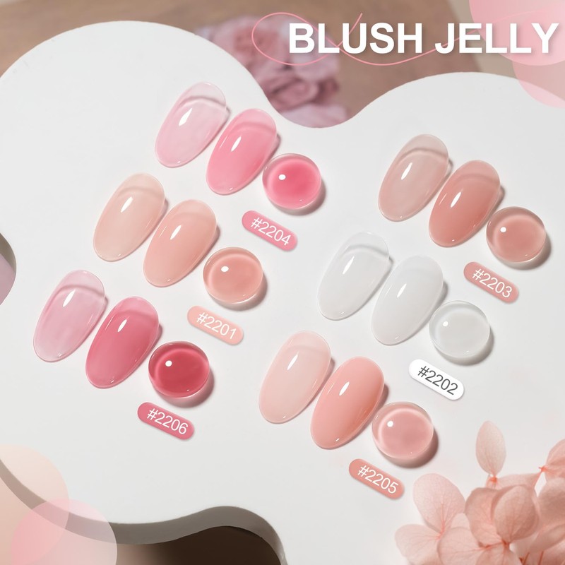GAOY 6 Colors Rubber Base Gel Set, Jelly Builder Base