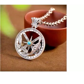 Fashion Jewelry EAGLE FEATHER COMPASS VIKING NORDIC Pendant On 925 Sterling Silver 20" Necklace