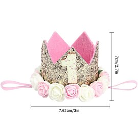 Hitopin 1 Piece Birthday Baby Crown, Baby Princess Crown Birthday Crown Hair Band Hair Accessories Princess Birthday Crown Girls Hair Band Baby Birthday Hat (Pink)