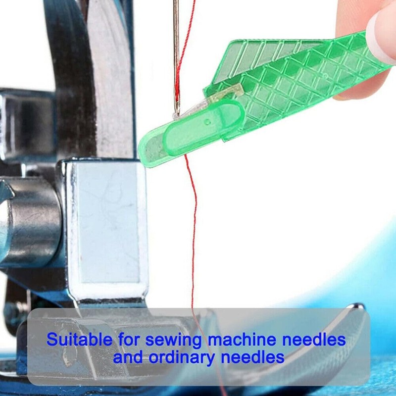 5X Green Sewing Machine Needle Threader Stitch Insertion Tool Automatic
