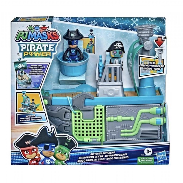 PJ Masks Sky Pirate Battleship Preschool Toy, Vehicle Playset with 2 Action Figures for Kids Ages 3 and Up Multicolor F36655L0