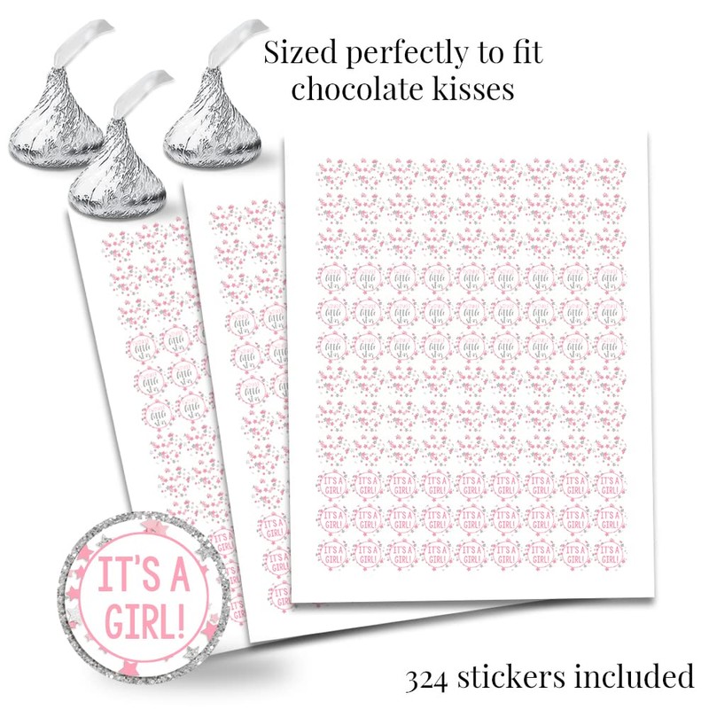 Pink & Silver Twinkle Little Star Girl Baby Shower Sticker