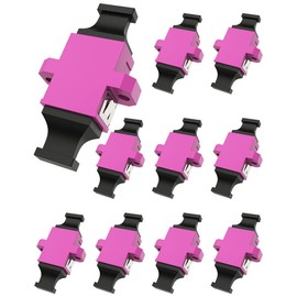VANDESAIL 10pack MPO to MPO Adapter MPO Fiber Optical Patch Cord Couplers MPO Cable Jumper Connector Adapter for Multi Mode Fiber OM4 100G 12/24 Core MPO Fiber Connection -Rose Red 10pcs