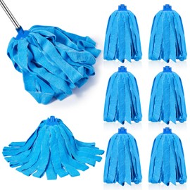 Tanlade 6 Pcs Mop Head Replacement for 0.8 Inch Diameter Mop Handle Blue Microfiber Cloth Refill Washable Refill Reusable Floor Cleaning Compatible with 0.8 Inches Diameter Stick